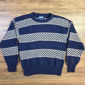Fieldmaster Medium Blue Ragg Wool Sweater | Birdseye Snowflake Crewneck